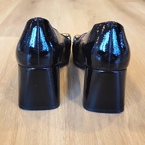 Bibi Lou Black Patent Leather Gold buckle detail Heels VGUC! Sz 8-8.5, 39 - Picture 6 of 7